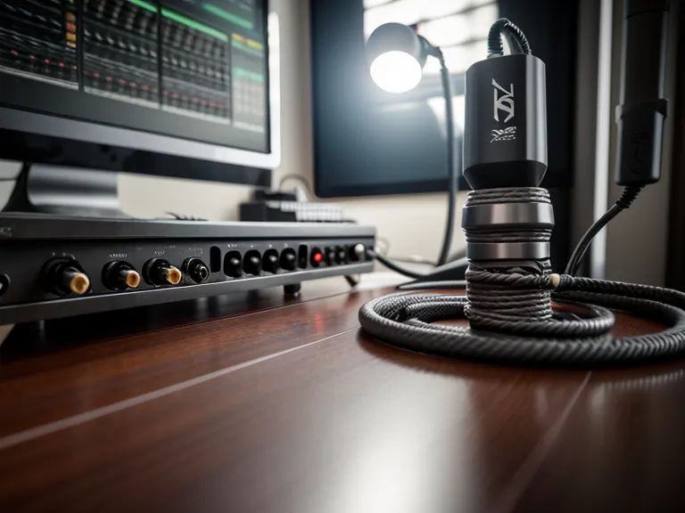 Audifort supplement bottle next to professional audio cables and soundboard.