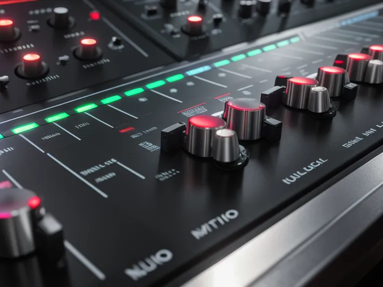 Close-up of digital audio mixer meters peaking in the red zone.