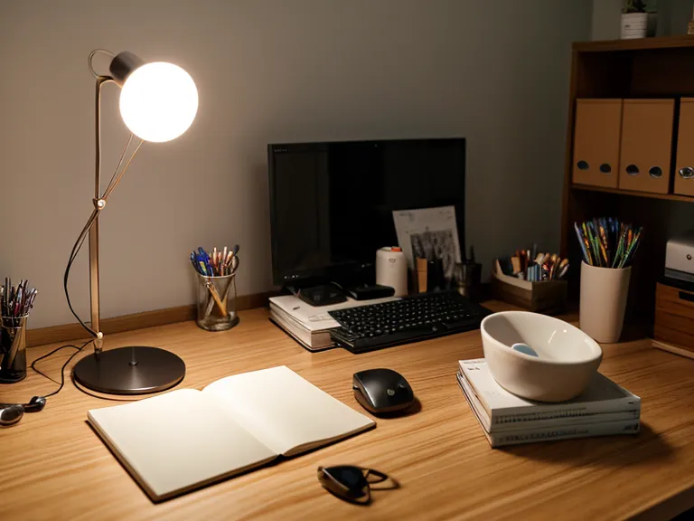 Studio monitor speakers in a quiet room with supplements under warm lamp light.