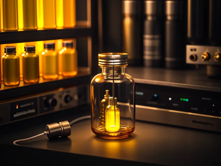 Hearing support supplement bottle on an audio rack during a tinnitus testing cycle