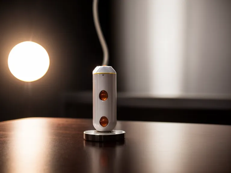 Close-up of a magnesium supplement capsule in a home audio studio setting.