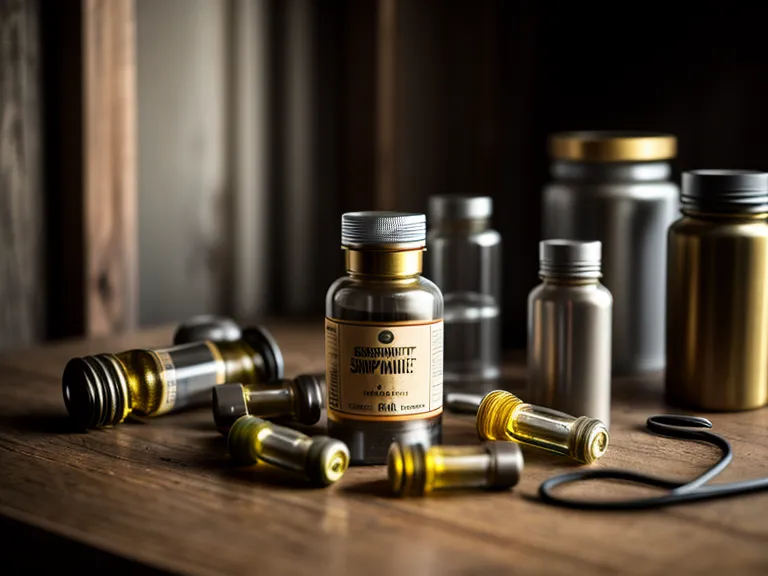 Audifort supplement bottle next to an analog audio volume meter on a tech workbench.