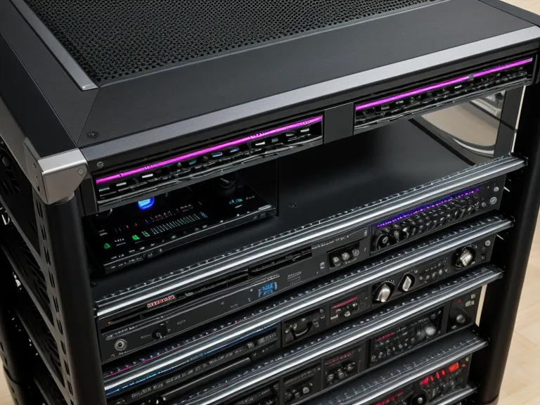Professional audio rack showing 1.75 inch units and XLR connections